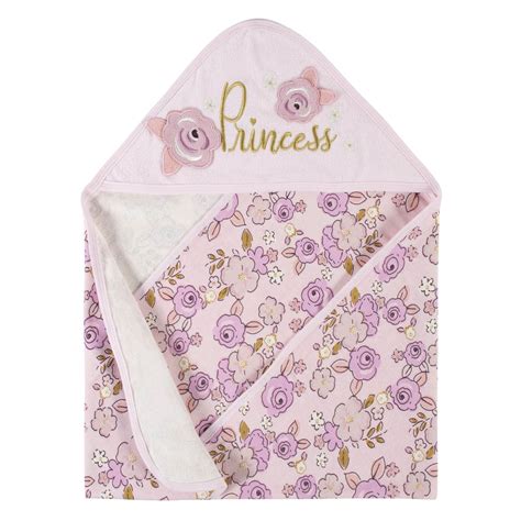 Gerber Baby Girls 4 Piece Terry Bath Set New Floral Hooded Towel