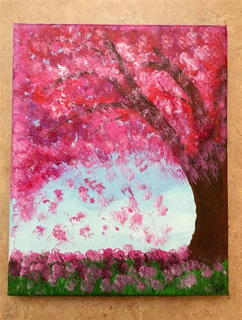 Abstract Art Cherry Blossom Painting Wall Art By Upanddownart