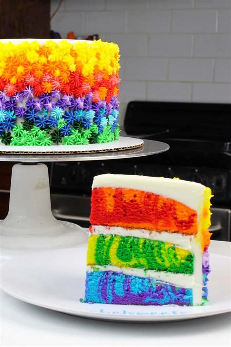 Rainbow Marble Cake With Homemade Buttercream Frosting