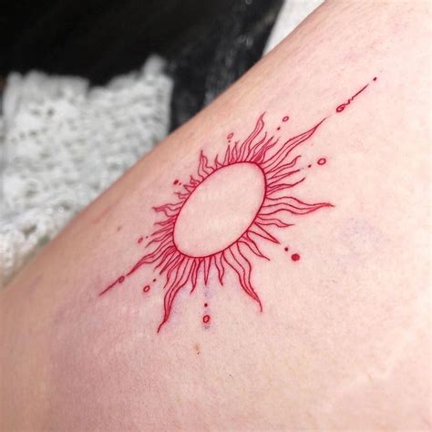 Pin By 𝑯𝒂𝒏𝒂花♡ On Sun Hippie Tattoo Red Ink Tattoos Red Tattoos