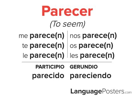 Parecer Conjugation Spanish Verb Conjugation Conjugate Parecer In