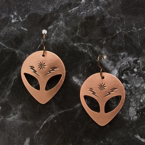 Alien Earrings Copper Earrings Dangle Earrings Alien Jewelry Etsy