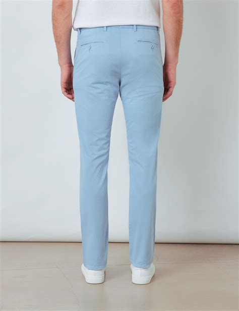 Organic Cotton Mens Chinos In Light Blue Hawes And Curtis