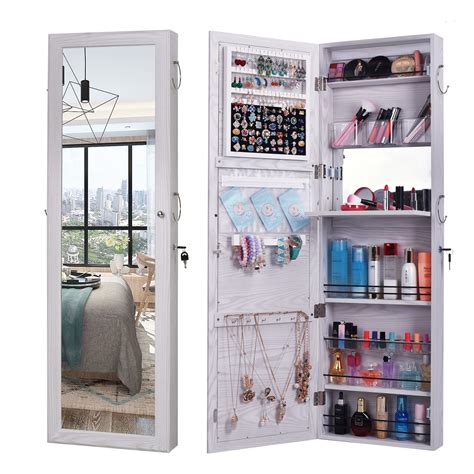 Jun 08, 2020 · this bathroom designed by look design group shows how you can use a large mirrored cabinet without adding too much weight to your bathroom. Zimtown Lockable Wall Mount Mirrored Jewelry Cabinet ...