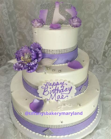 Ribbons And Bling Peony 3 Tier Celebration Cake Tiffanys Bakery