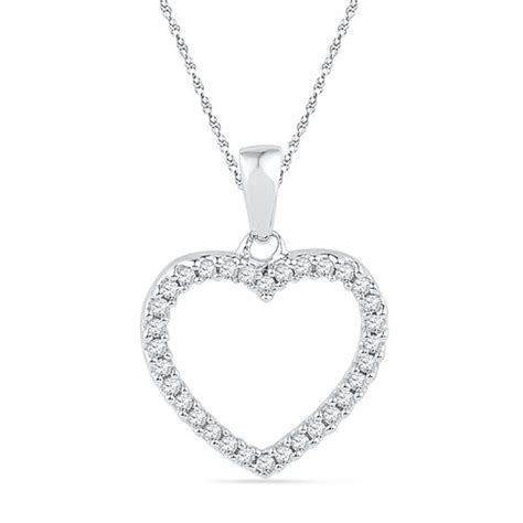 16 Ct Tw Diamond Heart Pendant In 10k White Gold Heart Necklaces