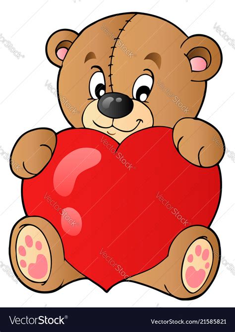 Cute Teddy Bear Holding Heart Royalty Free Vector Image