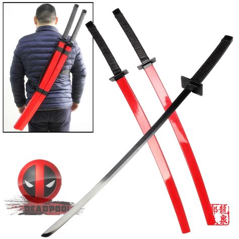 Free Shipping Deadpool Ninja Sword Set With Shoulder Strap Carry Case