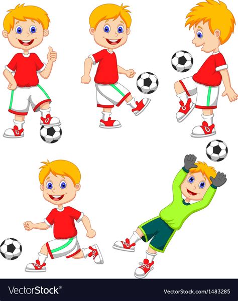Boy Cartoon Playing Soccer Royalty Free Vector Image