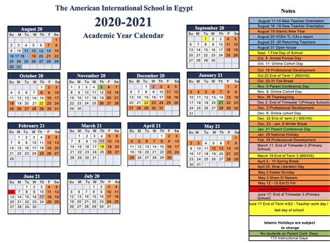 School Calendar - American International School of Egypt