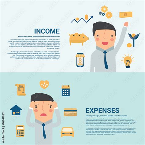 Infographics Income And Expenses Monthly Vector Illustration Stock
