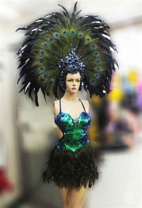 T014 Dance Drag Peacock Headdress Costume Xs Xl By Daneena On Etsy