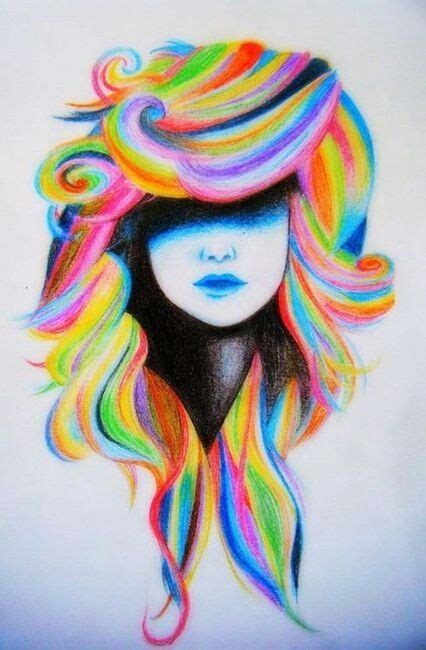 Rainbow Hair Pastel Art Drawings Cool Drawings