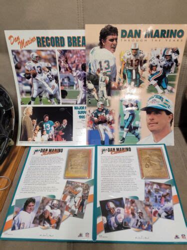 Pc Lot Dan Marino Miami Dolphins Danbury Mint Kt Gold Cards