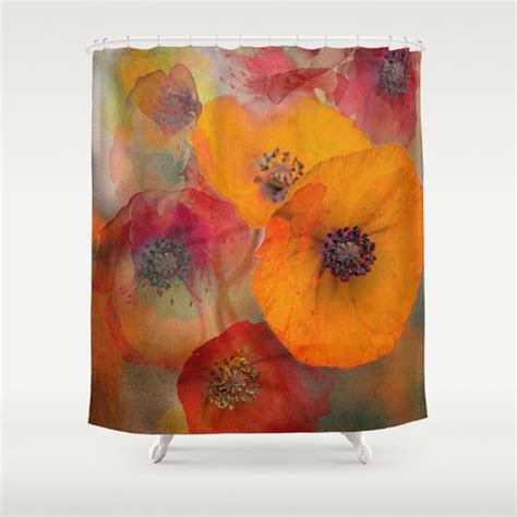 Abstract Poppies Shower Curtain Abstract Poppies Poppy Shower
