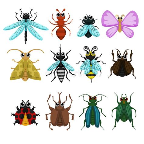 Insect Cartoon Collection Set Stock Vector Illustration