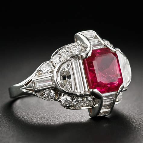 Art Deco Burmese Ruby Engagement Ring Antique Jewelry University