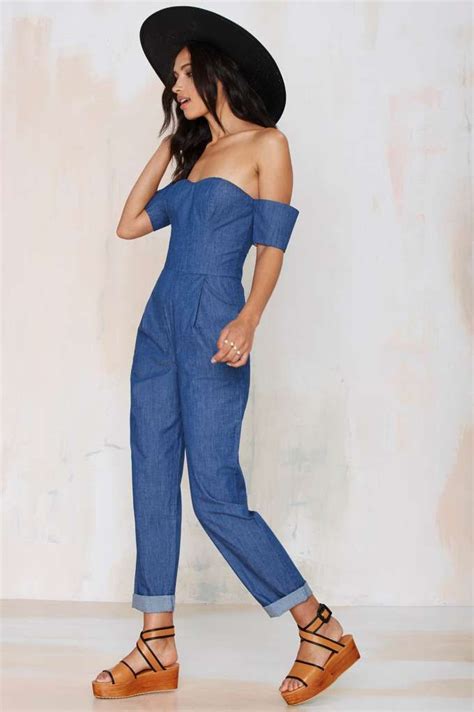 Line And Dot Set Sail Denim Jumpsuit Denim Fashion Relaxed Outfit
