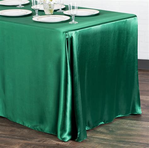Satin Rectangular 90 X 132 Inch Tablecloth Emerald Green At Cv Linens