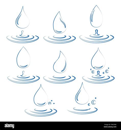 Falling Water Icon Clean Droplet Logo Template Simple Flat Sign Blue