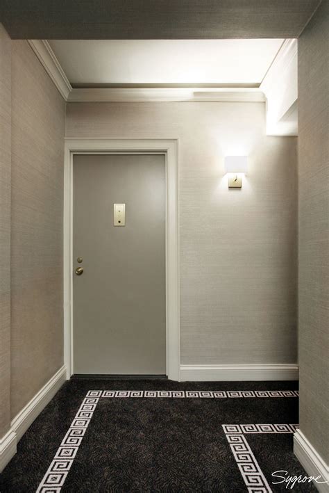 Hallway Design Apartment Doors Carpet Pattern Sconce Nyc Upper