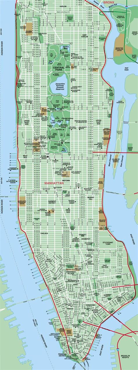 Manhattan Bereich Anzeigen Bereiche In Manhattan Map New York Usa