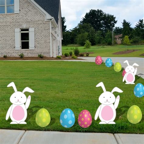 Victory Store Easter Eggs And Bunnies Outdoor Decorations With Stakes
