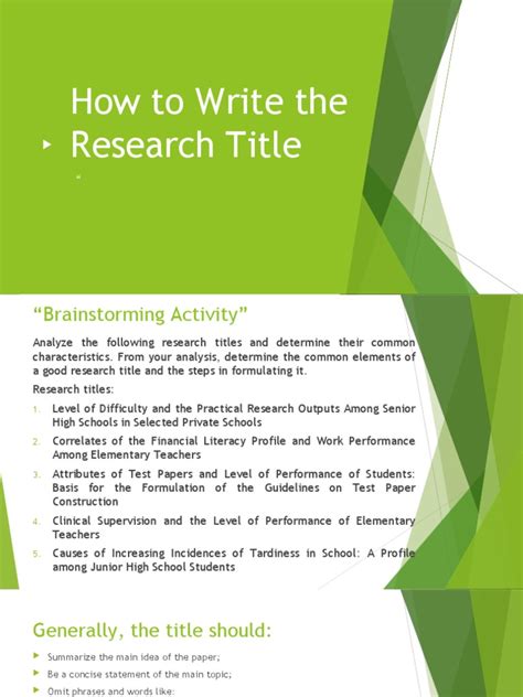 How To Write The Research Title Curriculum Schools