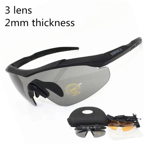buy 3 lens 2mm thickness tr90 military goggles sunglasses bullet proof army