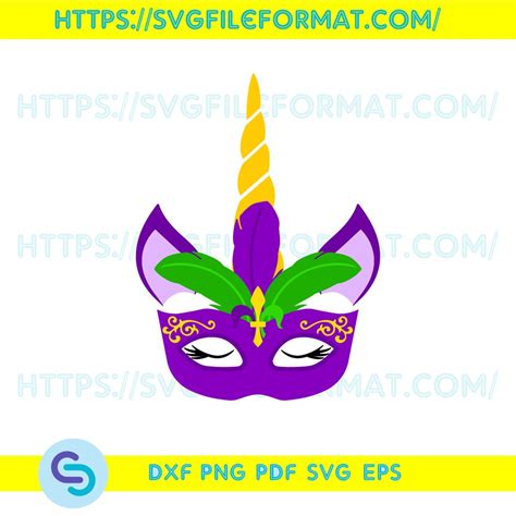 Feather Mask Unicorn Svg Mardi Gras Digital Download Carnival
