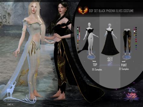 Dsf Set Black Phoenix Elves Costume By Dansimsfantasy At Tsr Sims 4
