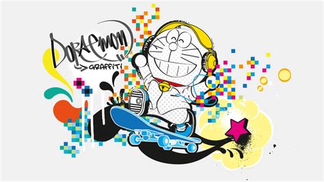 Graffiti Doraemon Hitam Koleksi Gambar