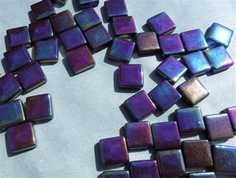 Dark Brown Iridescent Glass Square Mosaic Tiles 12mm Etsy