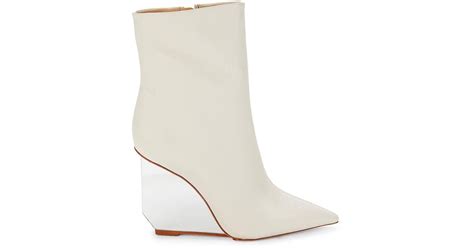 schutz shoes asya wedge ankle boots in white lyst