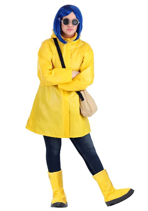 Coraline Jones Cosplay Costume Outfits Yellow Coat Movie Coraline Hooded Coat Cosplay Halloween