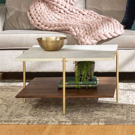 Mid Century Marble And Gold Coffee Table Rc Willey Modern