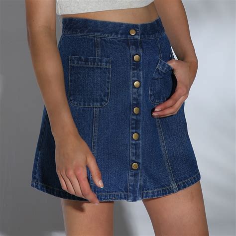 New 2017 Short Jeans Summer Skirt Women Blue Denim Skirt High Waist Mini Jean Skirt With Pockets