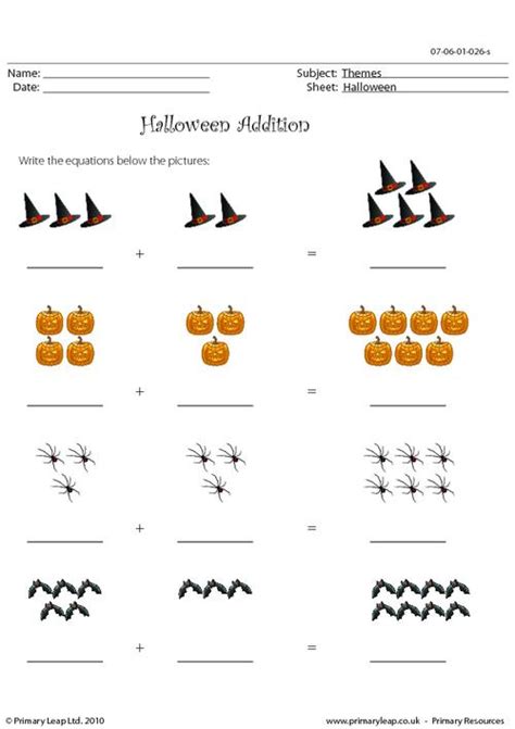 Halloween Addition Worksheets