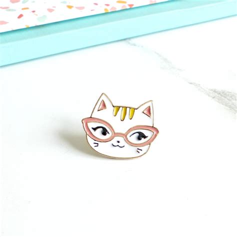Cat In Glasses Enamel Pin Badge By Evy Designs