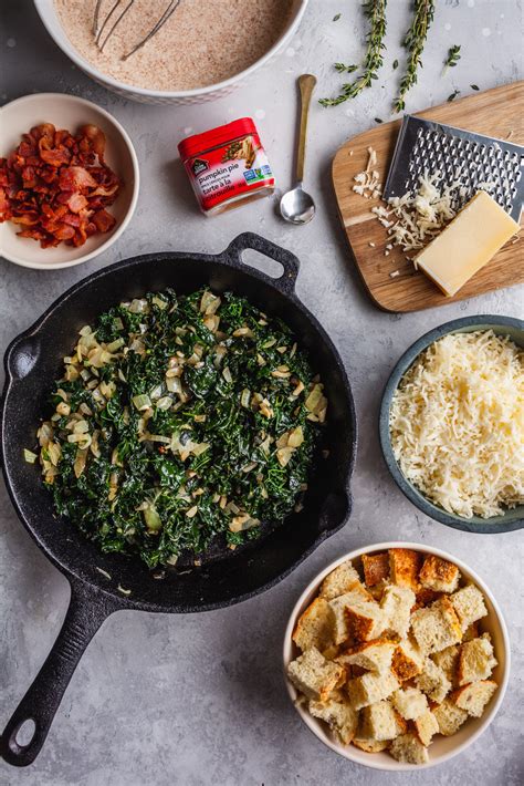 Pumpkin bread with acorn squash. Stuffed Acorn Squash With Bacon And Kale Bread Pudding ...