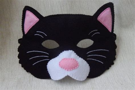 Black Cat Felt Mask Cat Mask For Children Cat Mask Etsy Felt