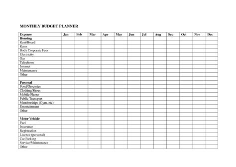 7 Best Images Of Personal Monthly Budget Spreadsheet Printable Simple
