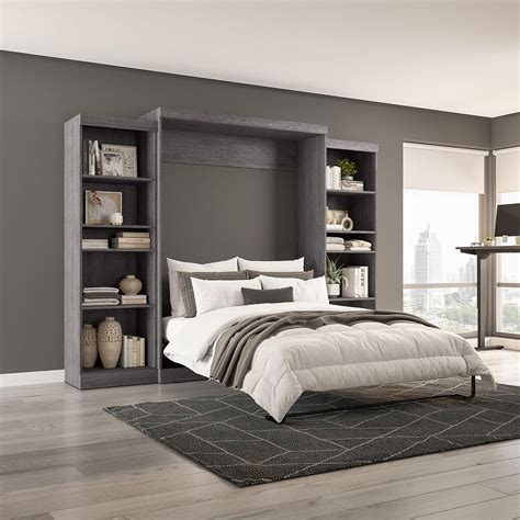 Bestar Pur 115 Queen Wall Bed Kit In Bark Gray Nfm