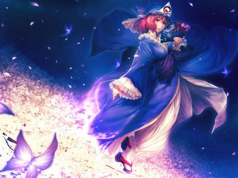 Wallpaper Illustration Anime Girls Touhou Butterfly Petals
