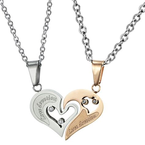 Buy His And Her Matching Necklaces Set For Couple Stainless Steel Jewelry Split
