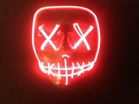 The Purge Movie Light Up Flash Led Wire Smiling Stitched Scary Mask