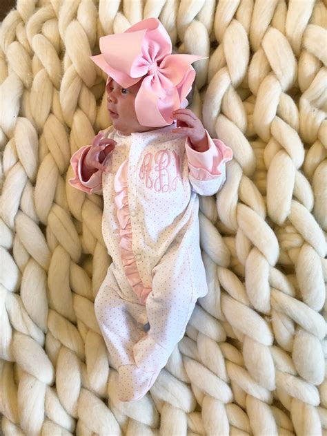 Baby Girl Coming Home Outfit Monogrammed Footie Newborn Clothing