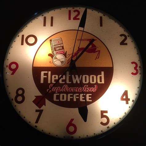 Nice Vintage Original Fleetwood Coffee Advertising Clock Works