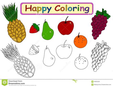 Coloring Book for kids stock illustration. Illustration of ... For this reason, i made this simple coloring page full of tasty summer fruits for your little ones to color.