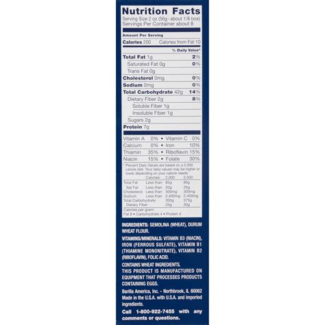 Barilla Penne Pasta Nutrition Label Runners High Nutrition
